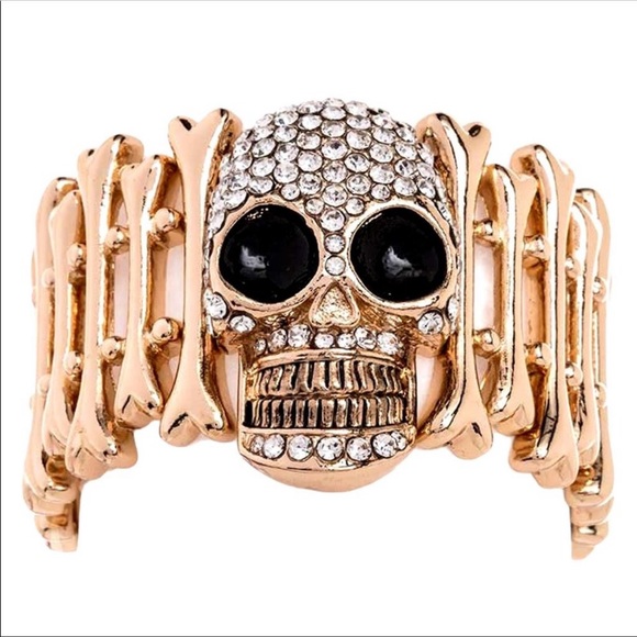 Jewelry - Rhinestone Pave Skull Stretch Bracelet